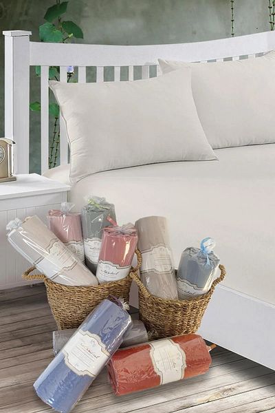 İyi Geceler İstanbul 100% Cotton Ranforce Single Fitted Elastic Sheet Set +30 cm 120X200 cm
