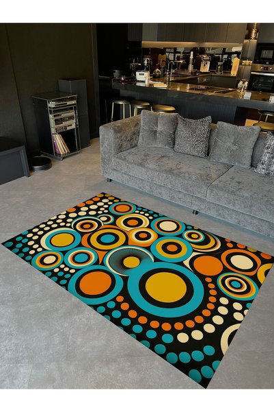 Rugs Modern Halı Colecția Soare – Forme multicolore, țesut detaliat, bază mod...
