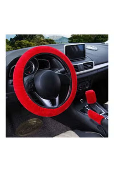 Generic Fluffy 3 pcs Steering Wheel / Handbrake / Gear Shift Cover