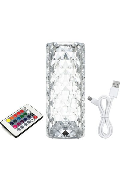 Primo Plus Crystal acrylic table lamp with 16 different colors and multi-color remote control