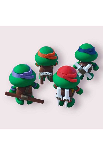 Kaptan Mavi مجموعة مجسمات Ninja Turtles ثلاثية الأبعاد، مجموعة من 4 قطع