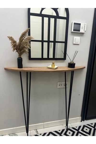 Pinhal Home Yarım Ay Oval Kenar Dresuar Atlantik Çam 100cm Siyah Ayak