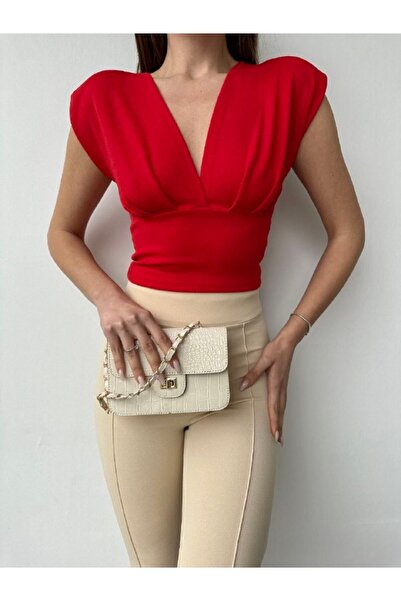 WellWay Boat Neck Transparent Detail Cashmere Fabric Blouse-White