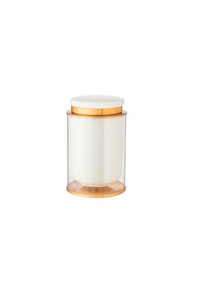Dania White porcelain and glass jar with metal lid, 10 x 16