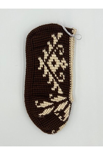 Şatilli Handmade Patik Tunus işi patik el örgüsü patik kahverengi desenli el emeği patik çeyizlik patik