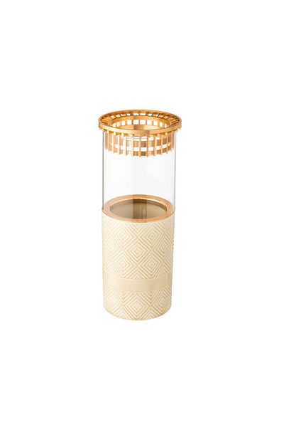 Dania Beige glass and porcelain vase, 26×10
