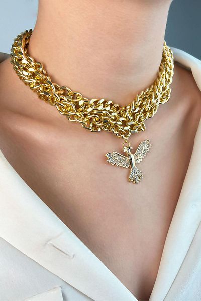Sose Moda Phoenix Spiral Chain Necklace - Gold