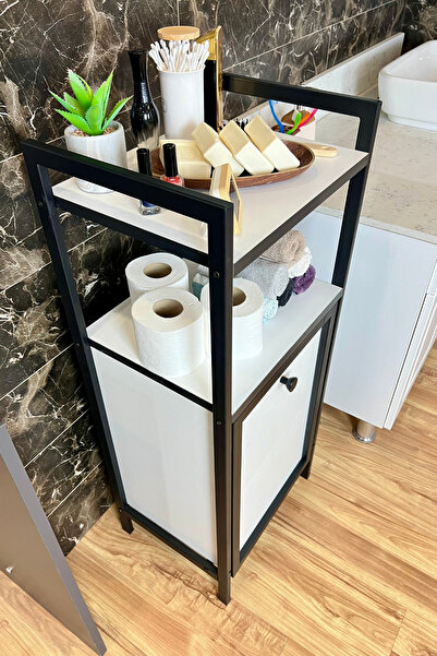 Mudesa Kirli Çamaşır Sepeti Metal Ahşap Banyo Düzenleyici Kirli Sepeti Banyo Dolabı Organizer Banyo Rafı