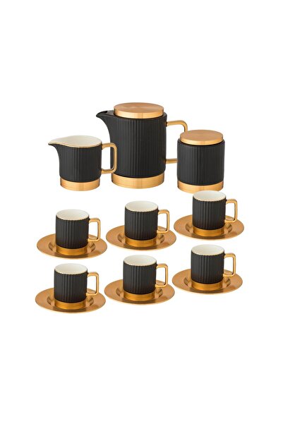 Dania A set of black porcelain Turkish coffee cups, 16 pieces
