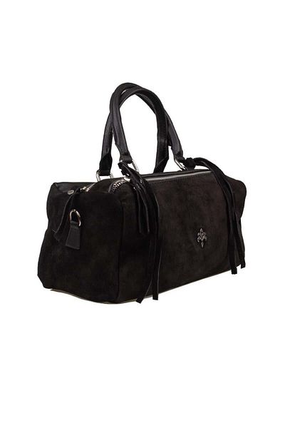 Jacquline Black Dandelion Nubuck Leather Women's Casual Handbag
