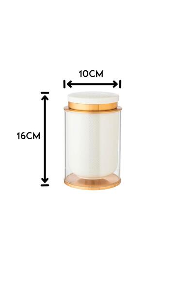 Dania White porcelain and glass jar with metal lid, 10 x 16