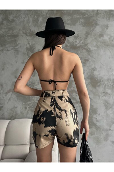 Linarose Fusta mini pantaloni scurți din Gabardină, gri, cu nasturi