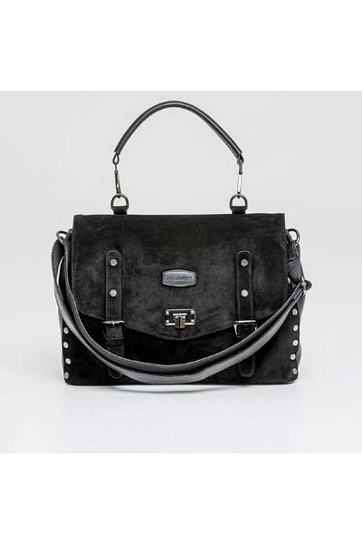 Jacquline Black Larissa Women's Genuine Nubuck Hand and Shoulder Bag