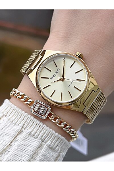 Ferrucci Çelik Kordon 2 Yıl Garantili Yeni Sezon 30 Mt Suya Dayanıklı Kadın Kol Saati Bfc.03439.03