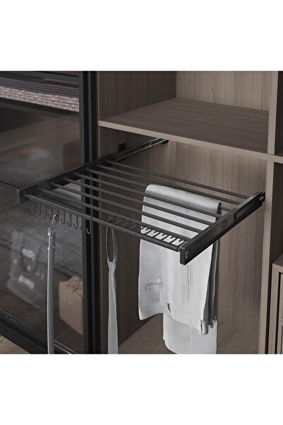 DİZAYNAKS Antrasit Yan Bağlantılı Teleskopik Raylı Pantolonluk Kemer, Kravat ...