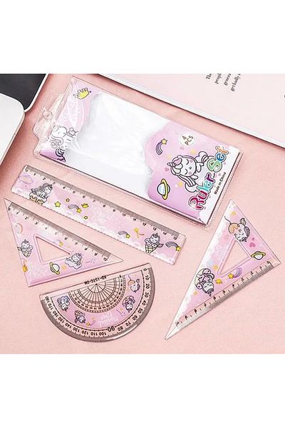 Happystore Сладка ученическа линийка с 4 части - Карикатура на еднорог