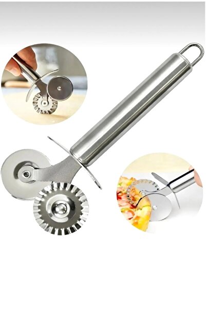 Offiezy Pratik Ortak Çift Başlıklı Pizza ve Hamur Bıçağı - Kesici