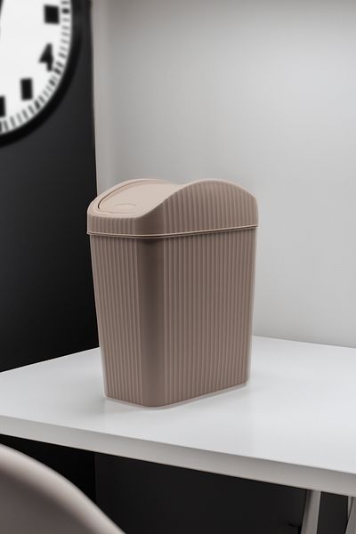 Fesya Home Κάδος απορριμμάτων LOTUS ριγέ καφέ 6,7 λίτρων Κουζίνα Μπάνιο Κάδος απορριμμάτων