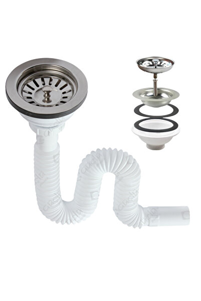 DESIPHON Lüks Çöpmak Körüklü Evye Lavabo Evye Sifonu Pis Su Gideri Borusu Pla...