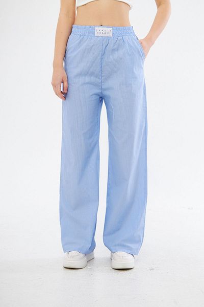 Jardin du Soleil 100% Cotton High Waist Blue Trousers
