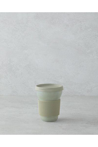 English Home كوب سفر بورسلين أخضر - Good Mood Chic، 350 مل