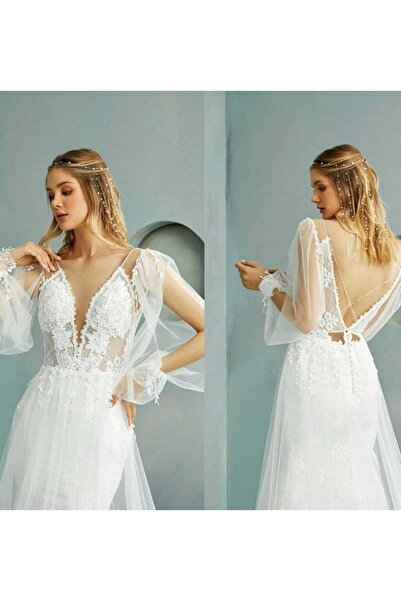 Kristal Taşlı Incili Gelin Tacı Saç Aksesuarı Nişan ,Düğün,Kına,Nikah Tacı Su Damlası Saç Aksesuarı