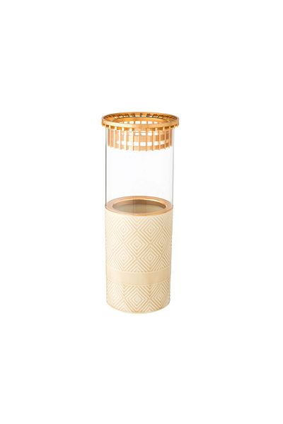 Dania Beige glass and porcelain vase, 26×10