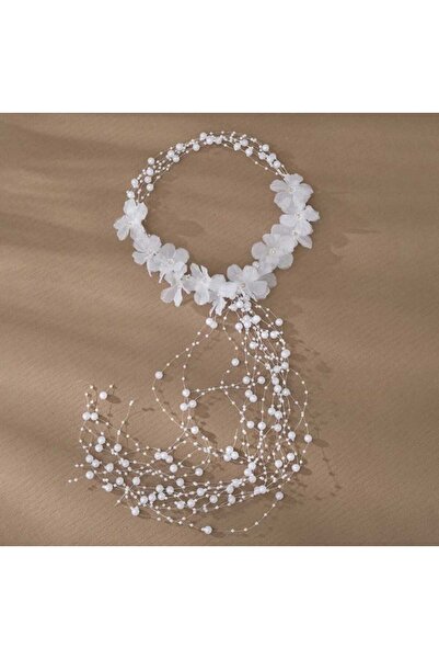 ROSAMOR Kristal Taşlı İncili Gelin Tacı Saç Aksesuarı Nişan ,Düğün ,Kına ,Nik...