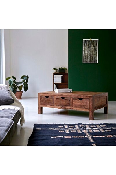 ŞafakMobilya Winchester Masif Ahşap Çekmeceli Orta Sehpa