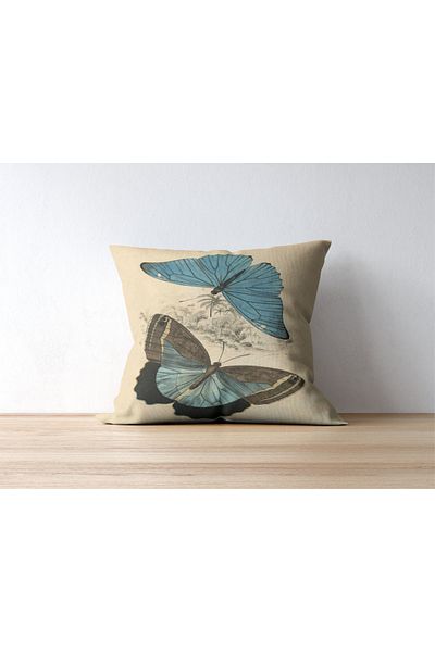 Home Athira Single Throw Pillow Cover - Two Butterfly Patterns, Digital Print, Rachel Fabric (45X45)