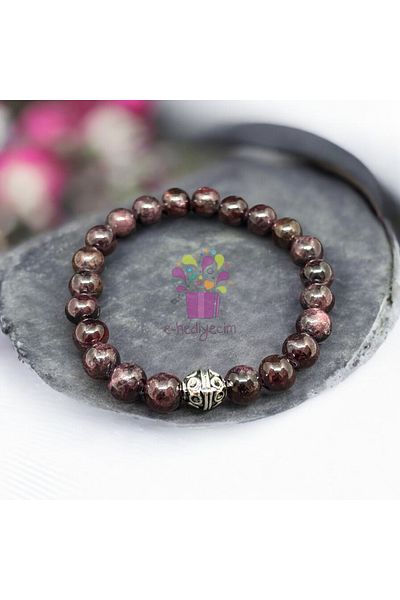 eHediyecim Aries Zodiac Love Stone - Granate (LAL) Natural Stone Bracelet