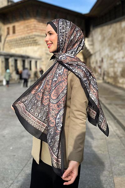 Sultan Soft Cotton Shawl - Authentic Pattern - Slt2890-12 - Green, Brown