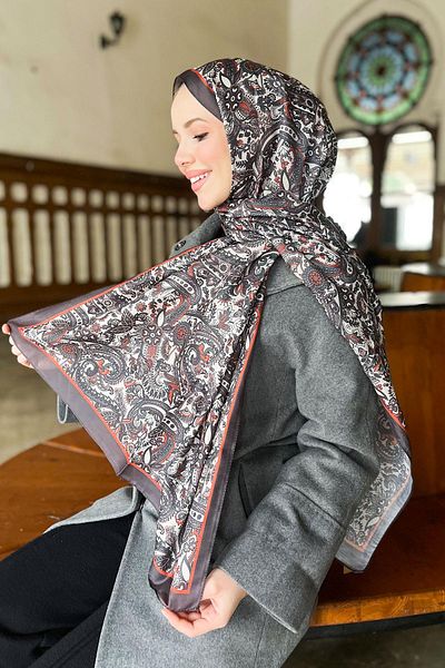 Sultan Soft Cotton Shawl - Ethnic Pattern - Slt1026-06 - Mink, Tile
