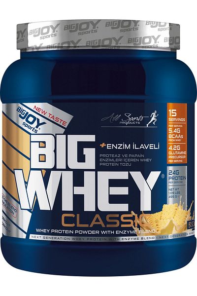 Bigjoy Sports Big Whey Classic 495Gr - 15 Servings Biscuit Flavored Protein Powder and Digestive Enzyme
