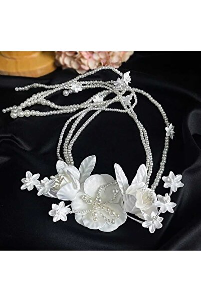 ROSAMOR Kristal Taşlı Incili Gelin Tacı SaçAksesuarıNişan,Düğün,Kına Tacı Bey...