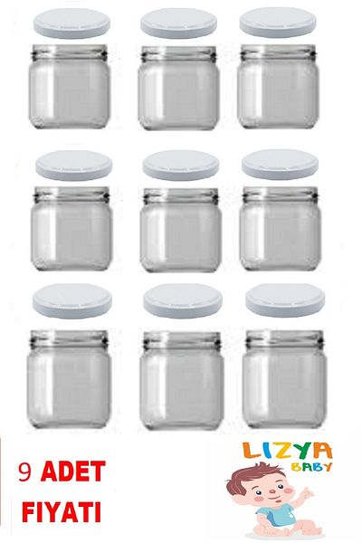 LİZYA BABY Glass Jar Pasabahce White Lid 210 Cc 9 Pcs Yogurt Baby Food Supplementary Food Jar 15 Pcs Label