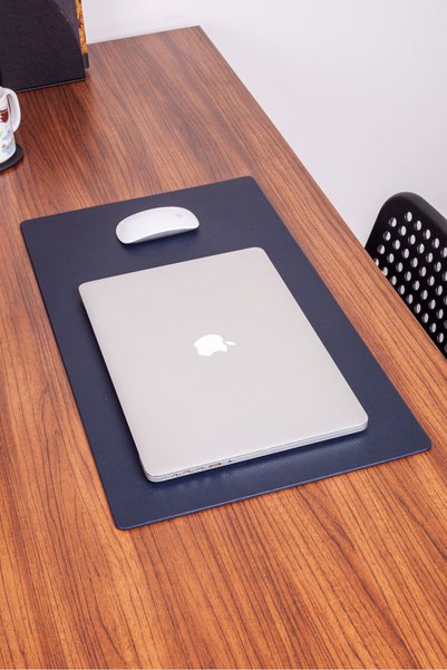 Turgut Office Leather Table Set Navy Blue 60x35cm