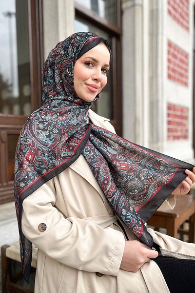 Sultan Soft Cotton Shawl - Ethnic Pattern - Slt1026-01 - Black, Red, Blue