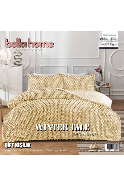 Bikaya Home Winter Tale Double Quilt Set, Rabbit Feather Quilt Set, 195X215 cm