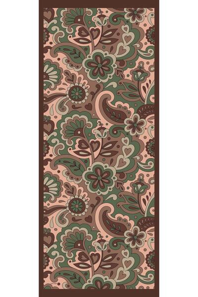 Sultan Soft Pamuk Şal - Mira Desen - SLT2527-17 - Kahve, Yeşil