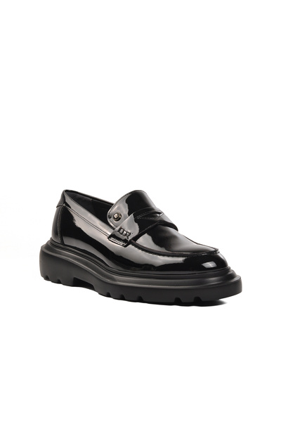 Pierre Cardin 700920 Black Patent Leather Genuine Leather Men's Loafer Shoes