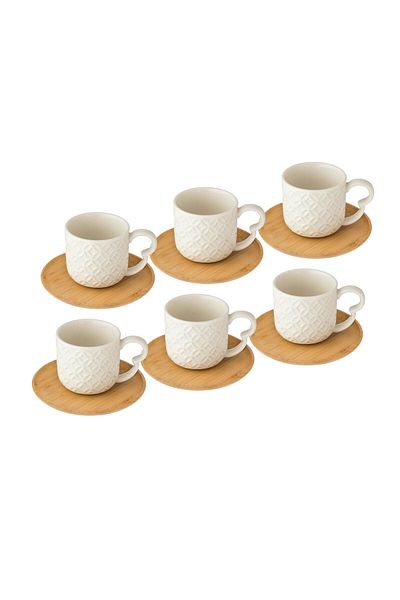 Dania Turkish coffee cup set, 6 pieces, wihte