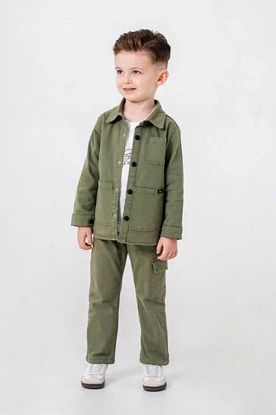 Minigimin Cicileri Flowers of My Toddler the Lord Gabardine Boy's 3-Piece Jacket Suit - Green