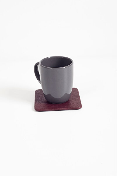 Turgut Office Leather Coaster Claret Red 1 Piece