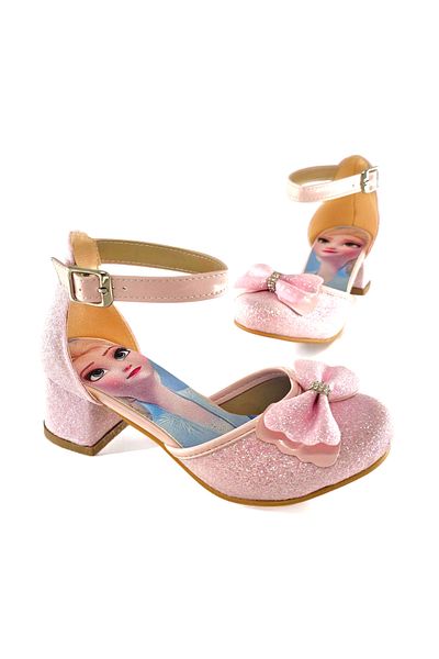 BDKButik Pantofi cu toc pentru fetiță cu imprimeu prințesă Pantofi rochii de seară