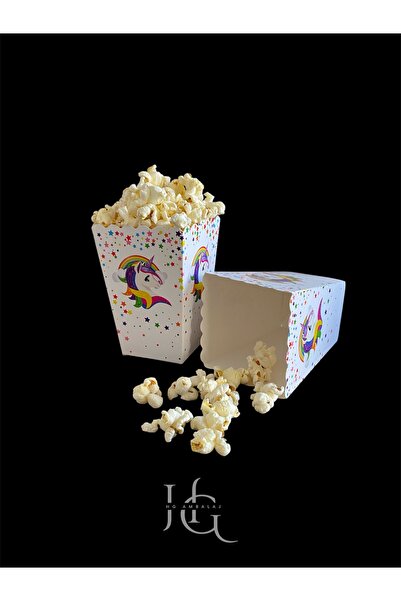 HG AMBALAJ Unicorn Figürlü PopCorn Mısır Kutusu, Patlamış Mısır Kutusu , Küçü...