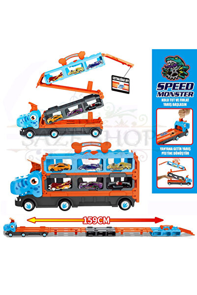 SAZE GD001 Parkurlu Araba Fırlatan Dinazor  6 Araçlı OYUNCAK OYUN SETİ