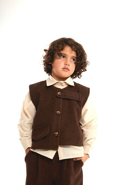 le petit sole Boy's Asymmetrical 3-Piece Stamp Suit and Shirt