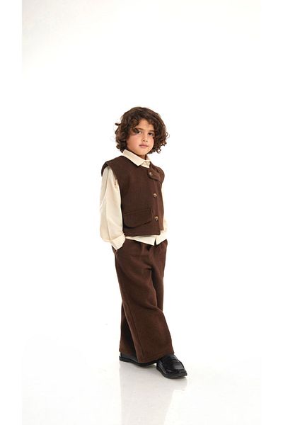 le petit sole Boy's Asymmetrical 3-Piece Stamp Suit and Shirt