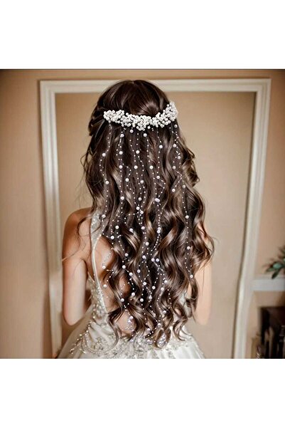 ROSAMOR Kristal Taşlı Incili Gelin Tacı Saç Aksesuarı Nişan ,Düğün,Kına Tacı ...